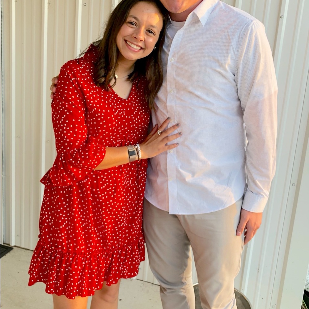 Red polka dot dress
